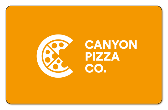 Canyon Pizza Co logo over a solid orange background.